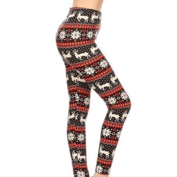 LEGGINGS DEPOT Kid's Reindeer Snowflake Fair Isle print Knit  Leggings Size S/M - Picture 3 of 5